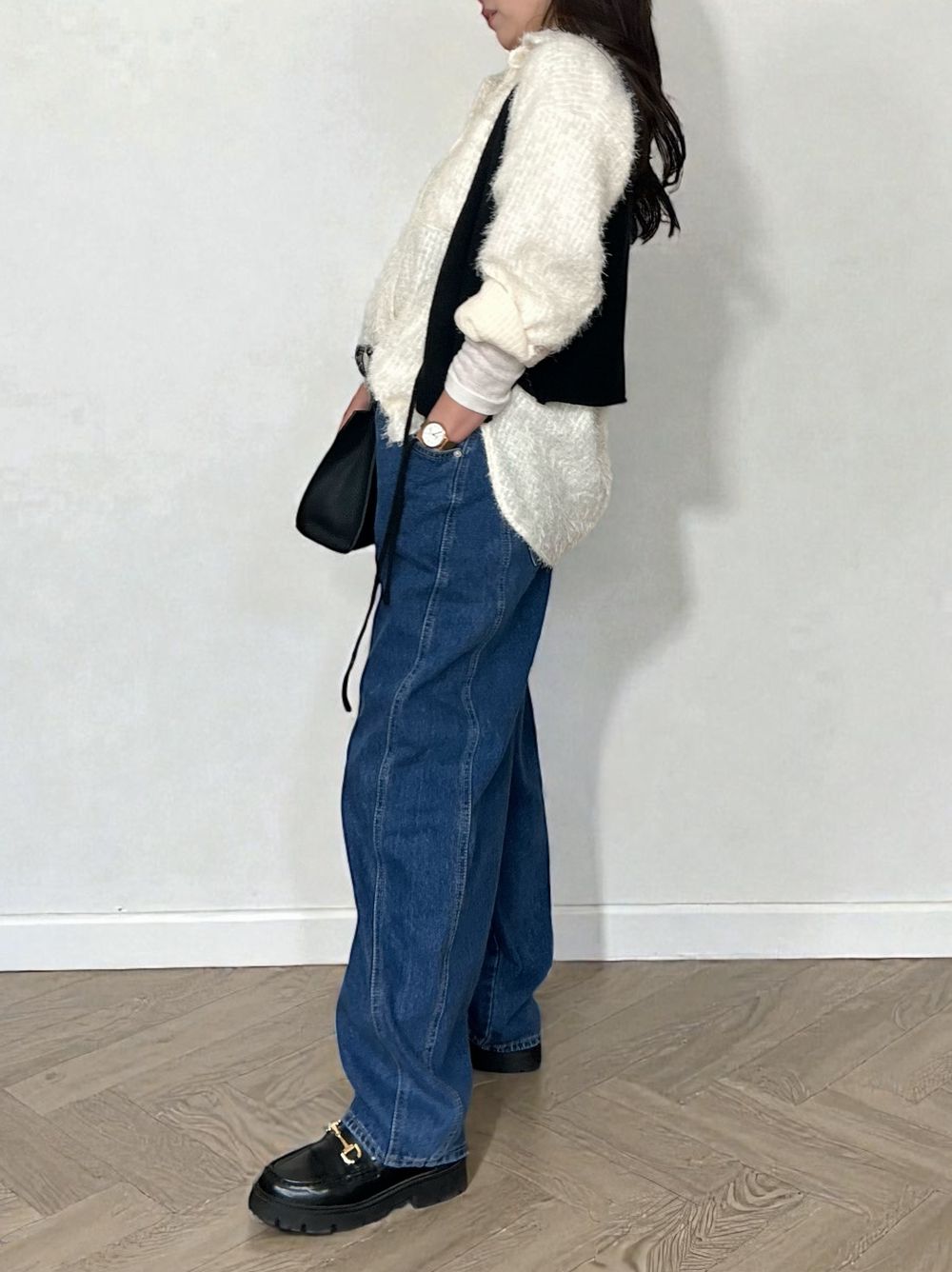 Jacquard shaggy sheerルーズシャツ