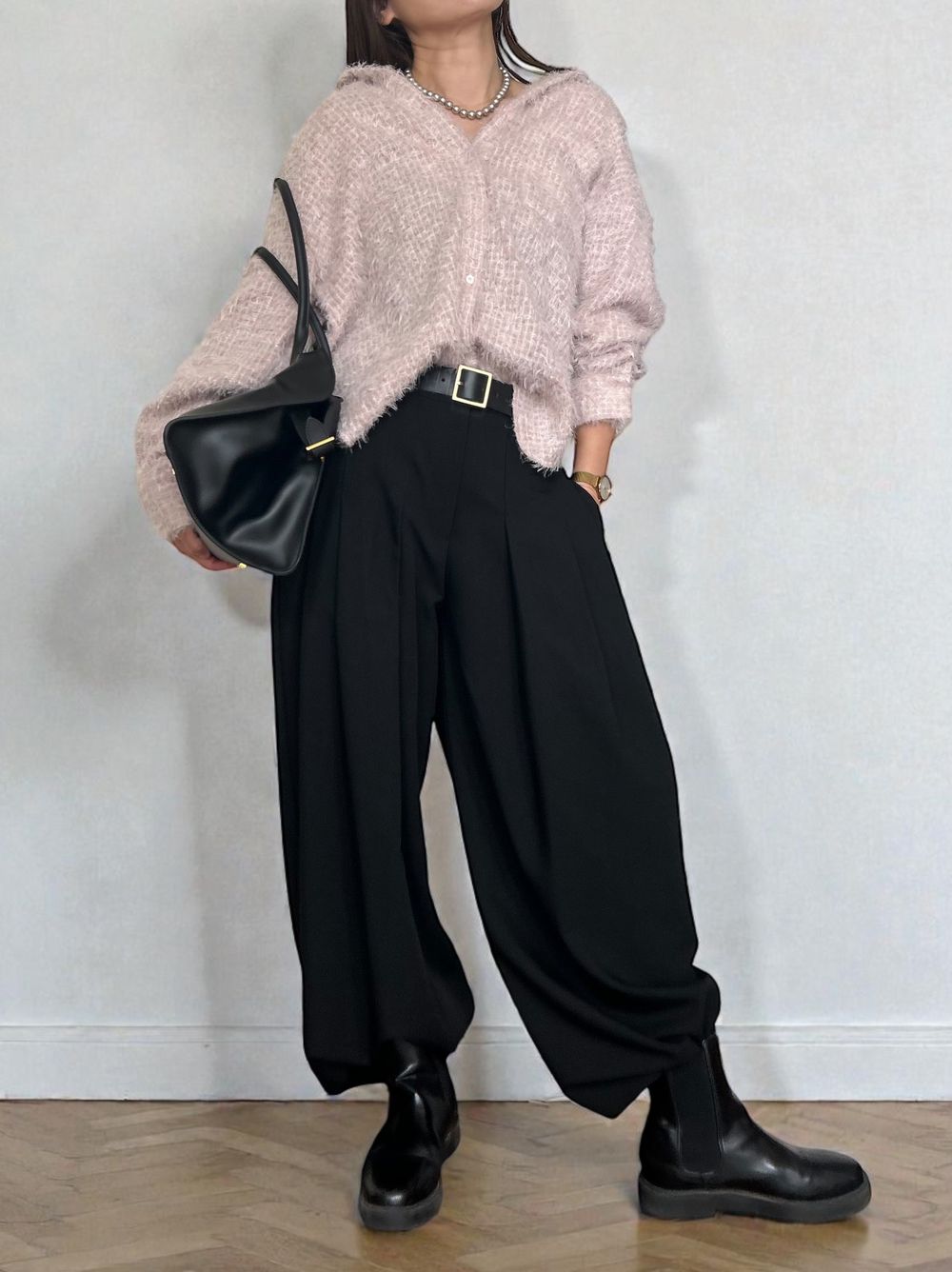 Jacquard shaggy sheerルーズシャツ