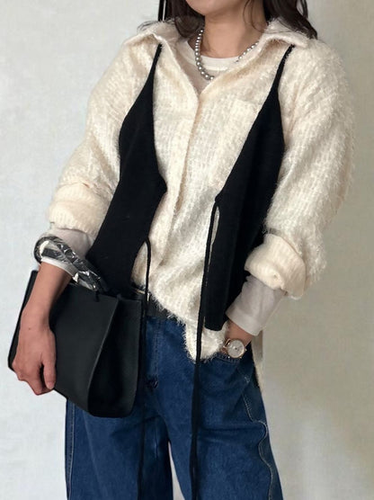 Jacquard shaggy sheerルーズシャツ