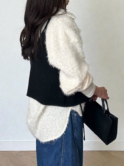 Jacquard shaggy sheerルーズシャツ