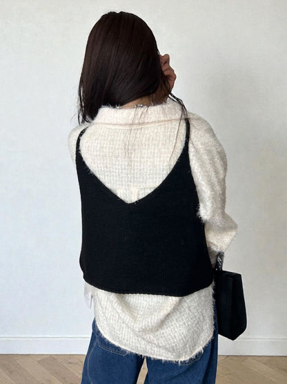 Jacquard shaggy sheerルーズシャツ