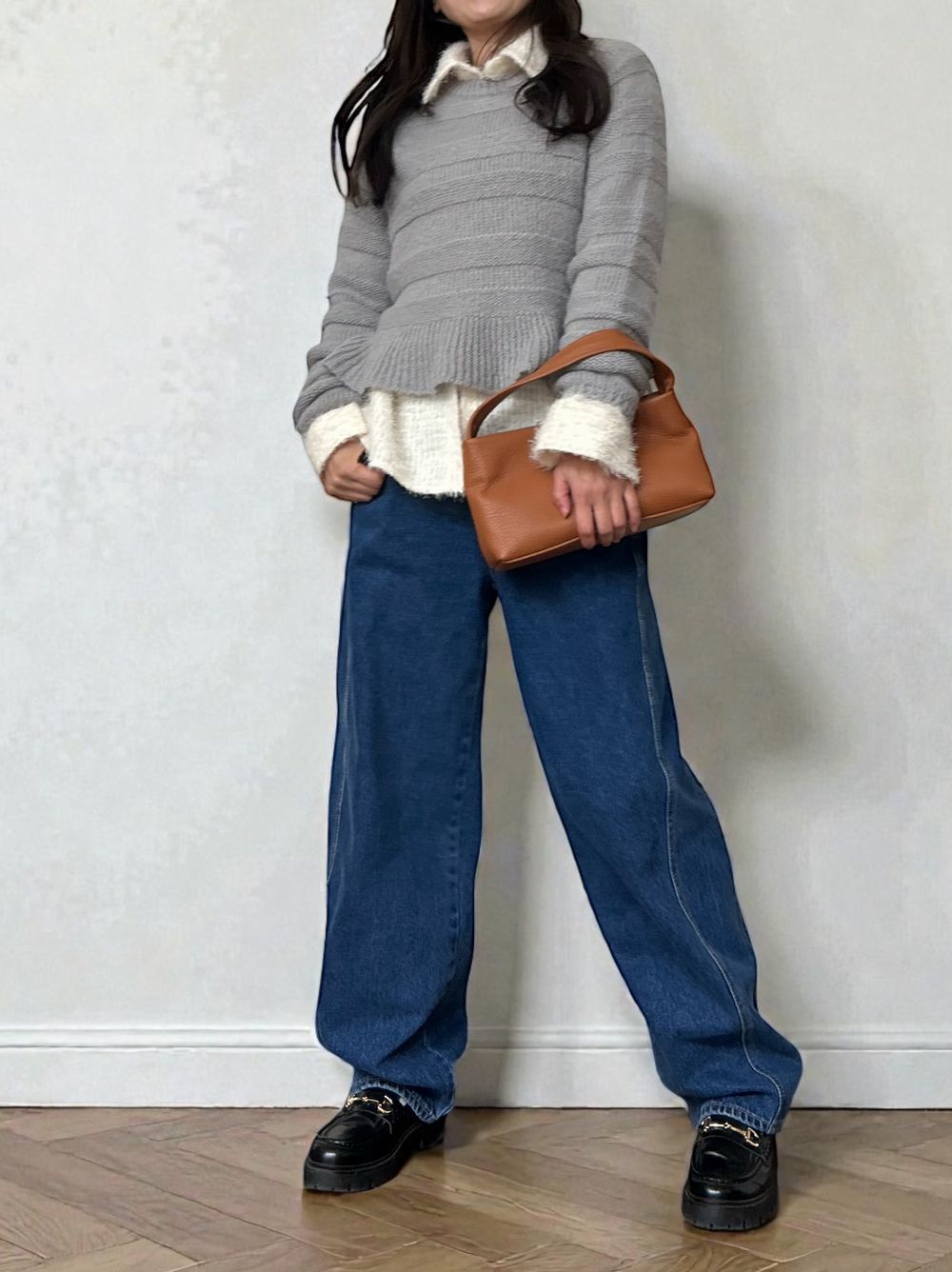 Jacquard shaggy sheerルーズシャツ