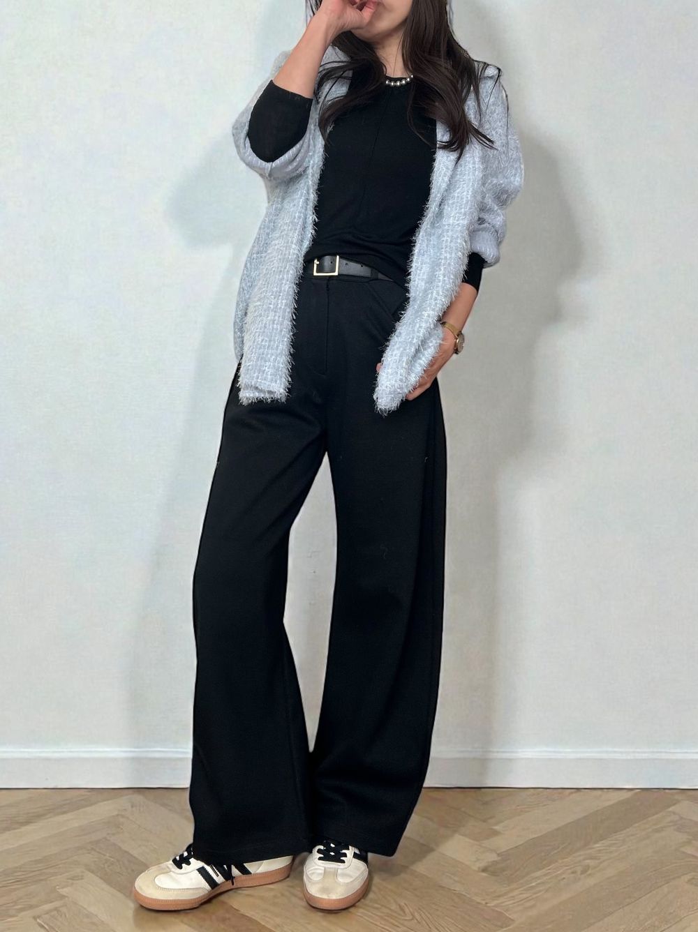 Jacquard shaggy sheerルーズシャツ