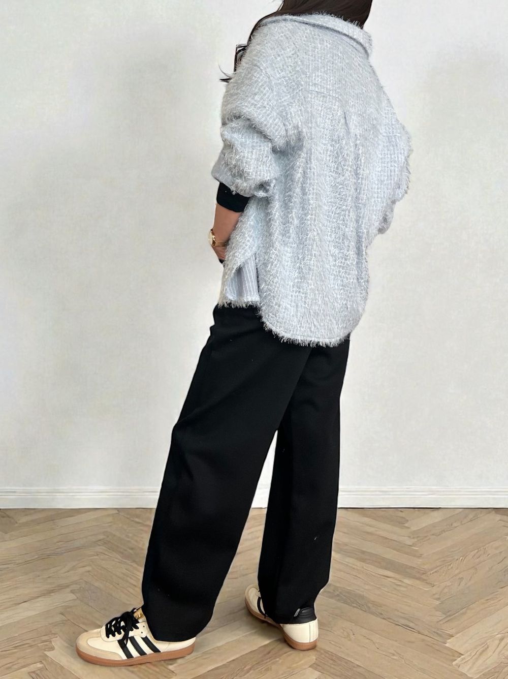 Jacquard shaggy sheerルーズシャツ