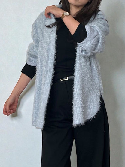 Jacquard shaggy sheerルーズシャツ