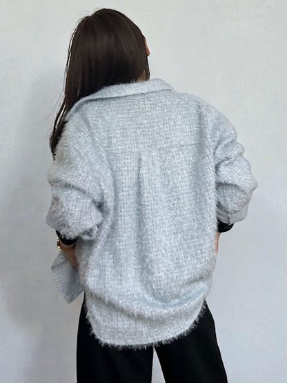 Jacquard shaggy sheerルーズシャツ