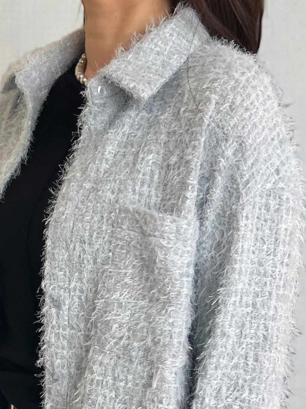 Jacquard shaggy sheerルーズシャツ