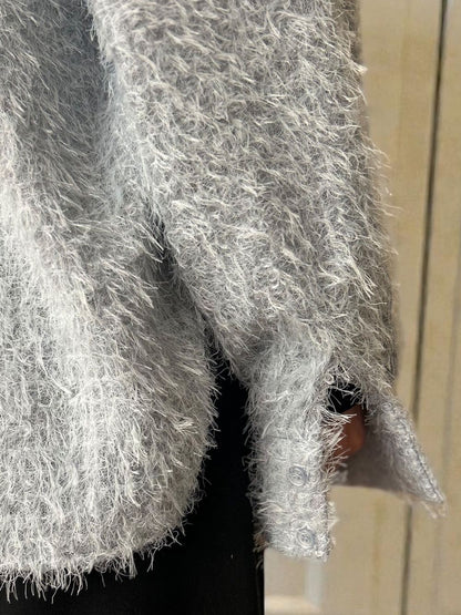 Jacquard shaggy sheerルーズシャツ