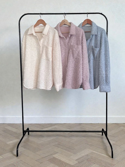 Jacquard shaggy sheerルーズシャツ