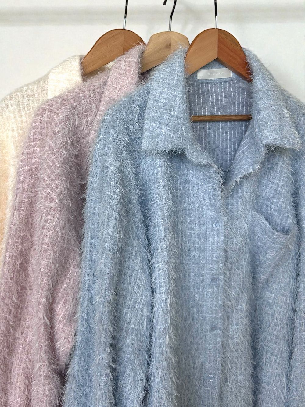 Jacquard shaggy sheerルーズシャツ