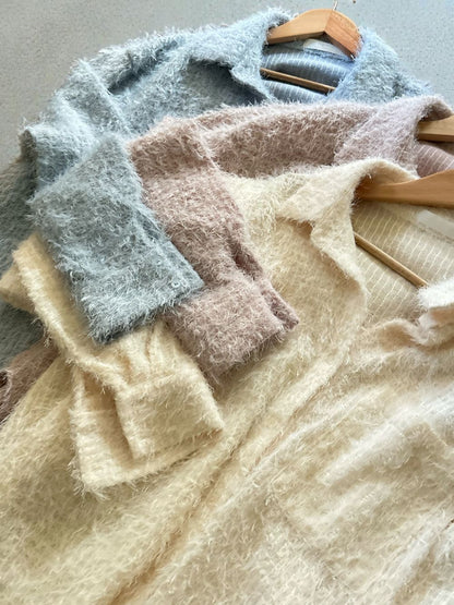 Jacquard shaggy sheerルーズシャツ