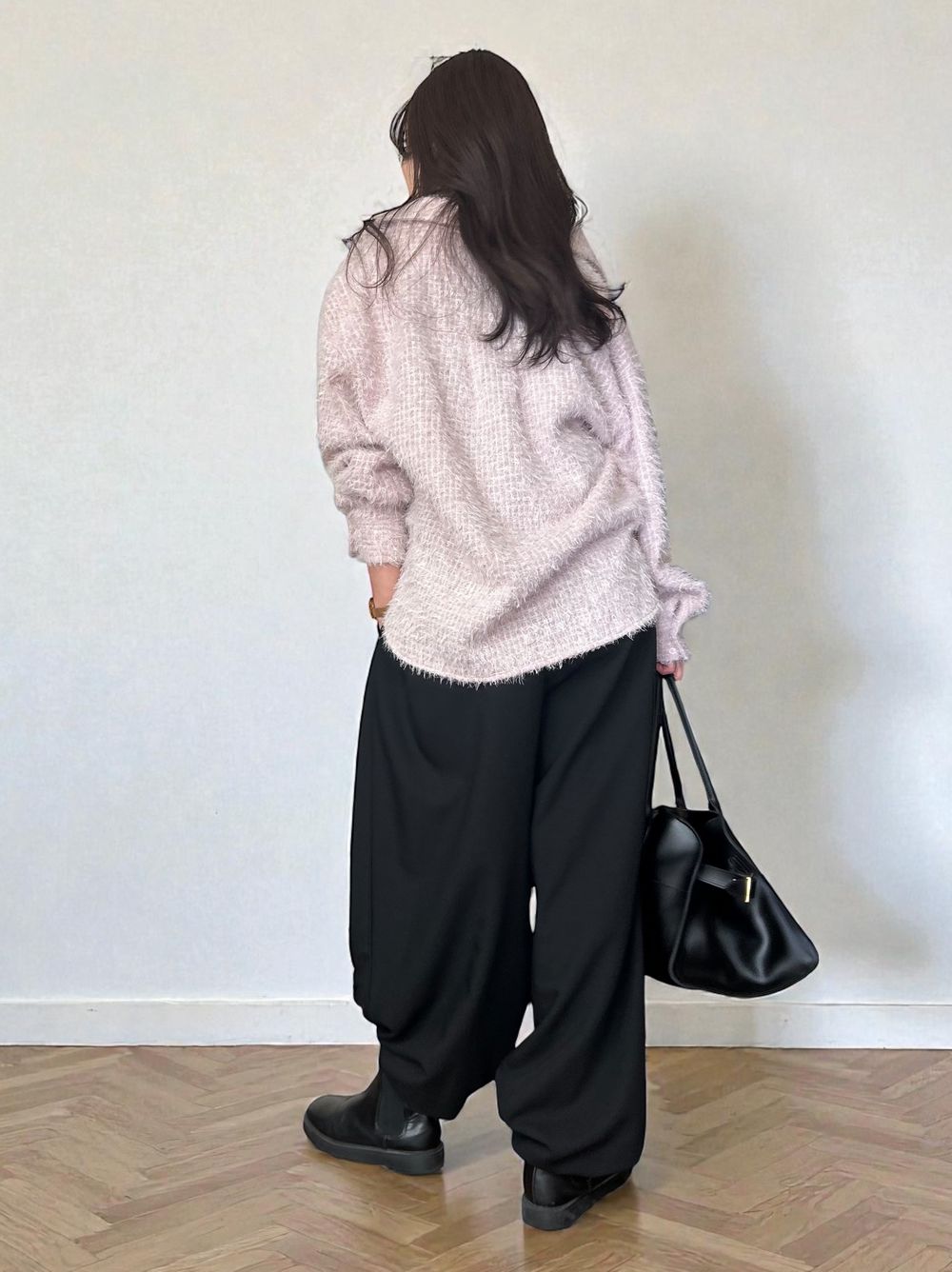 Jacquard shaggy sheerルーズシャツ