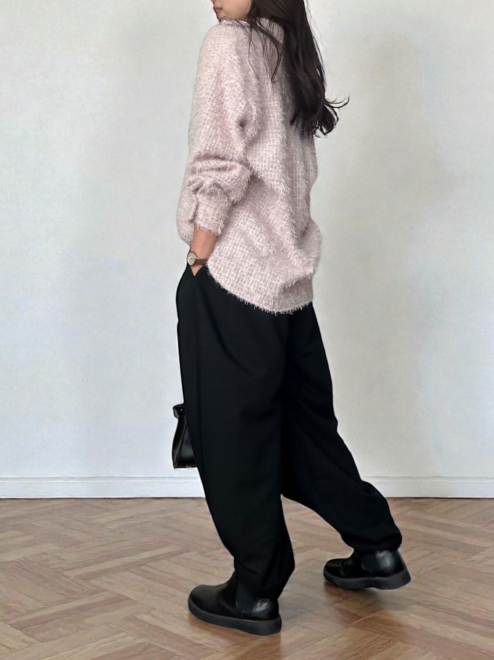 Jacquard shaggy sheerルーズシャツ