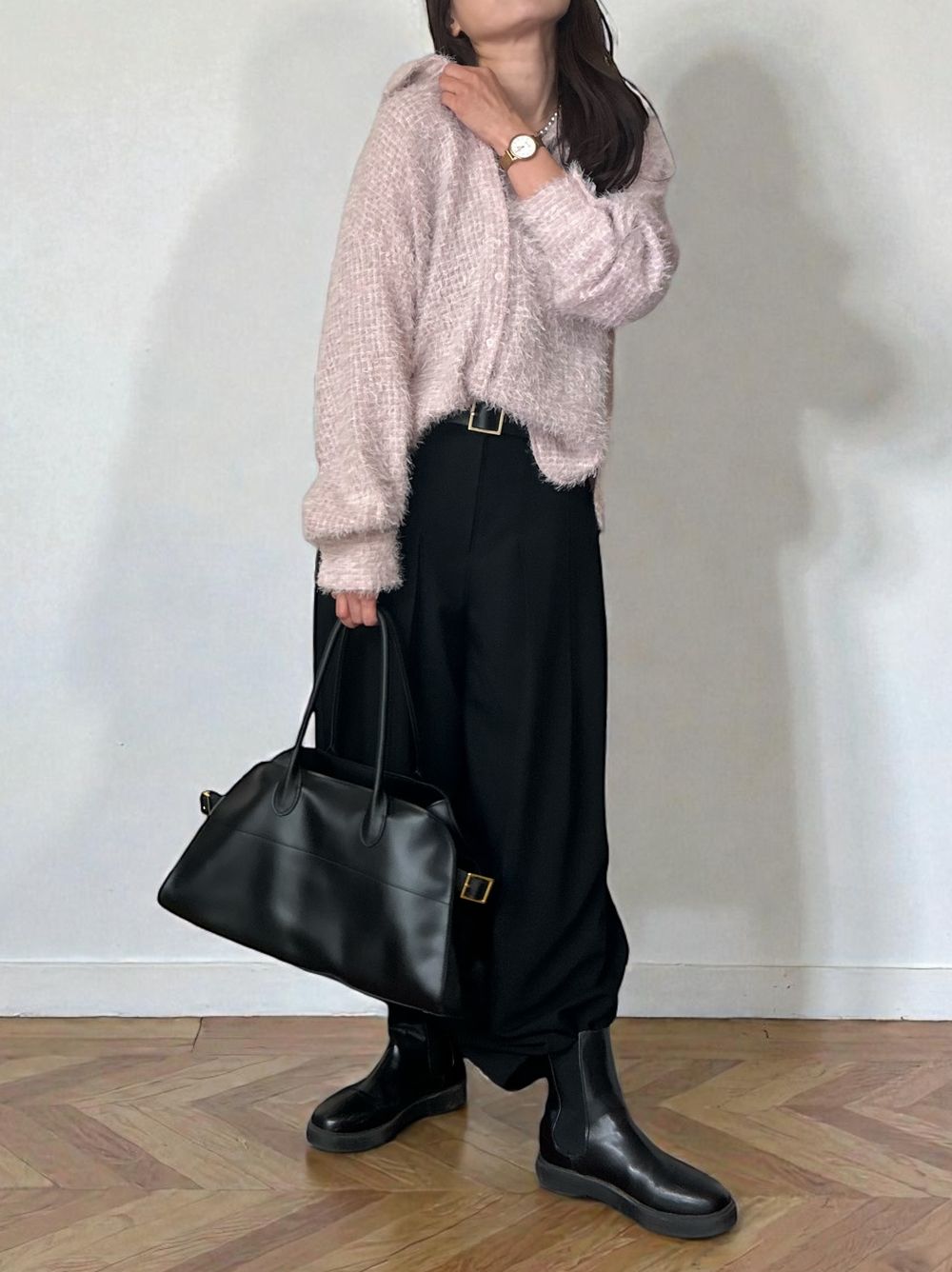 Jacquard shaggy sheerルーズシャツ