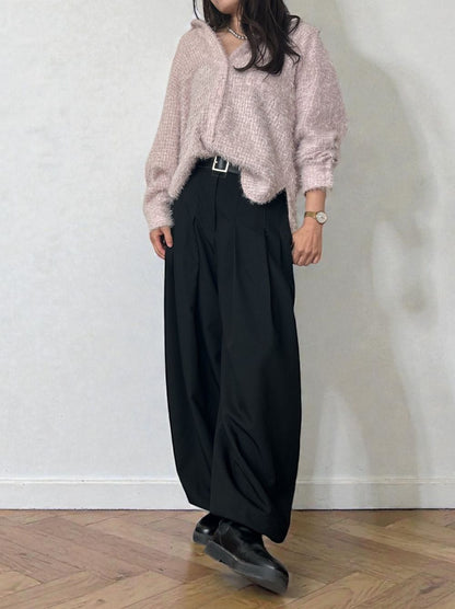 Jacquard shaggy sheerルーズシャツ