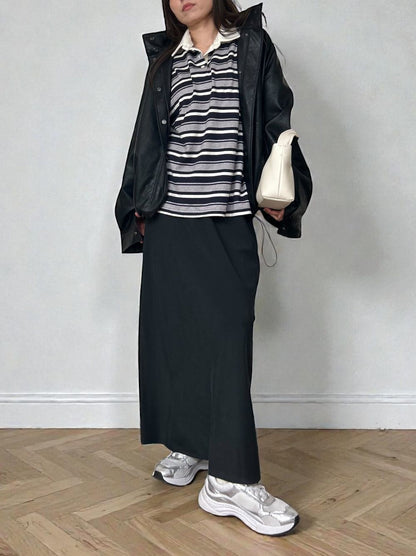 Eco leather スタンドカラージップブルゾン