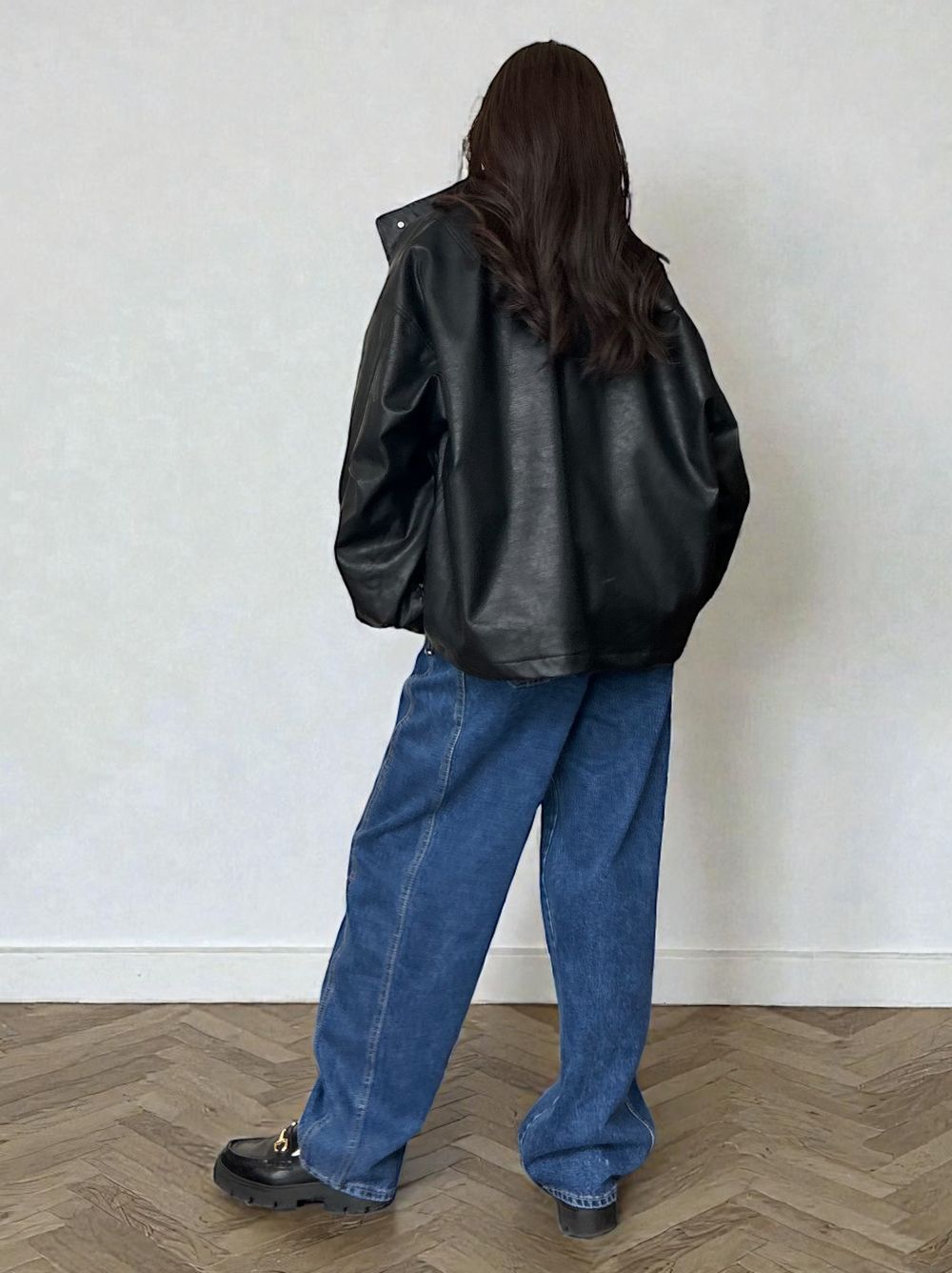Eco leather スタンドカラージップブルゾン