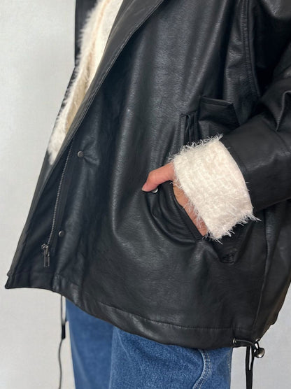 Eco leather スタンドカラージップブルゾン