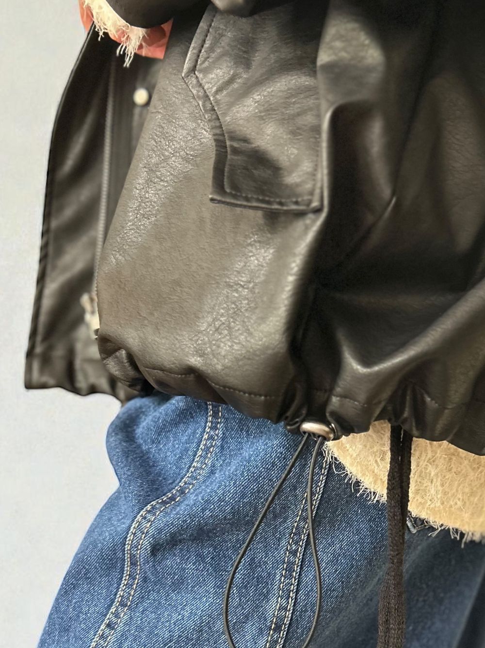 Eco leather スタンドカラージップブルゾン