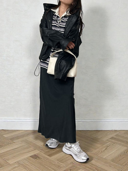 Eco leather スタンドカラージップブルゾン