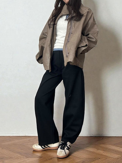 Eco leather スタンドカラージップブルゾン