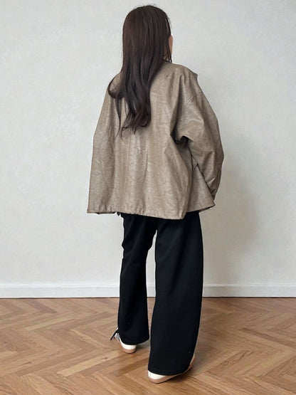 Eco leather スタンドカラージップブルゾン