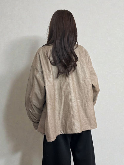Eco leather スタンドカラージップブルゾン