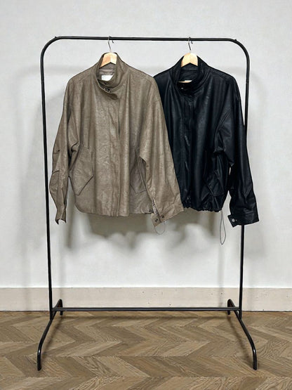 Eco leather スタンドカラージップブルゾン