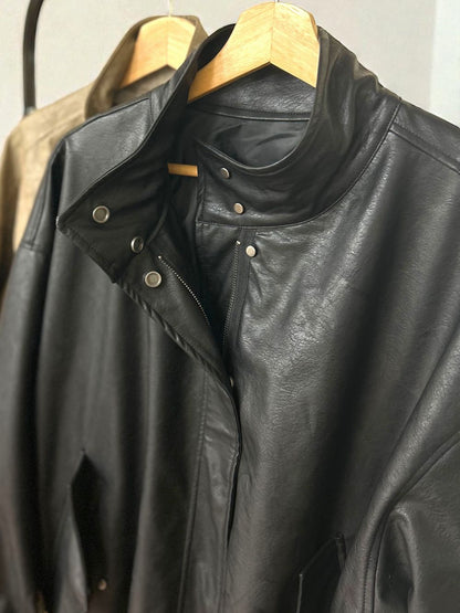 Eco leather スタンドカラージップブルゾン
