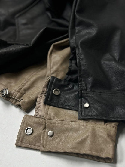 Eco leather スタンドカラージップブルゾン