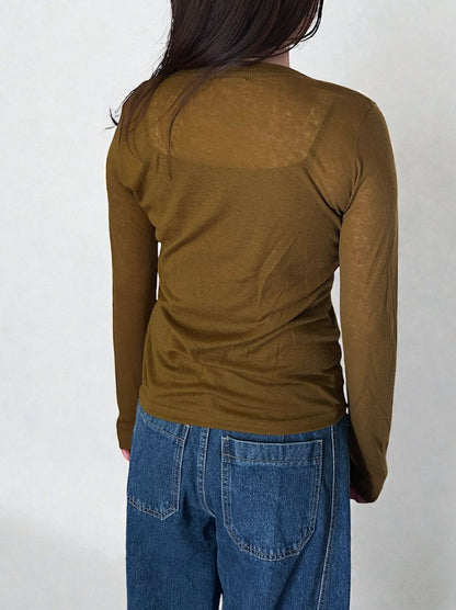 Wool blend crew neck シアートップス