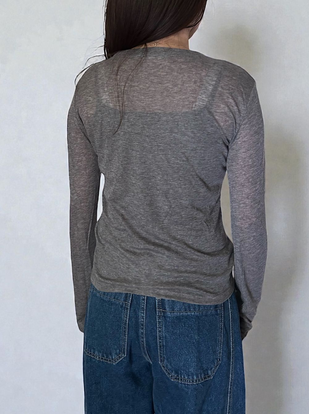 Wool blend crew neck シアートップス