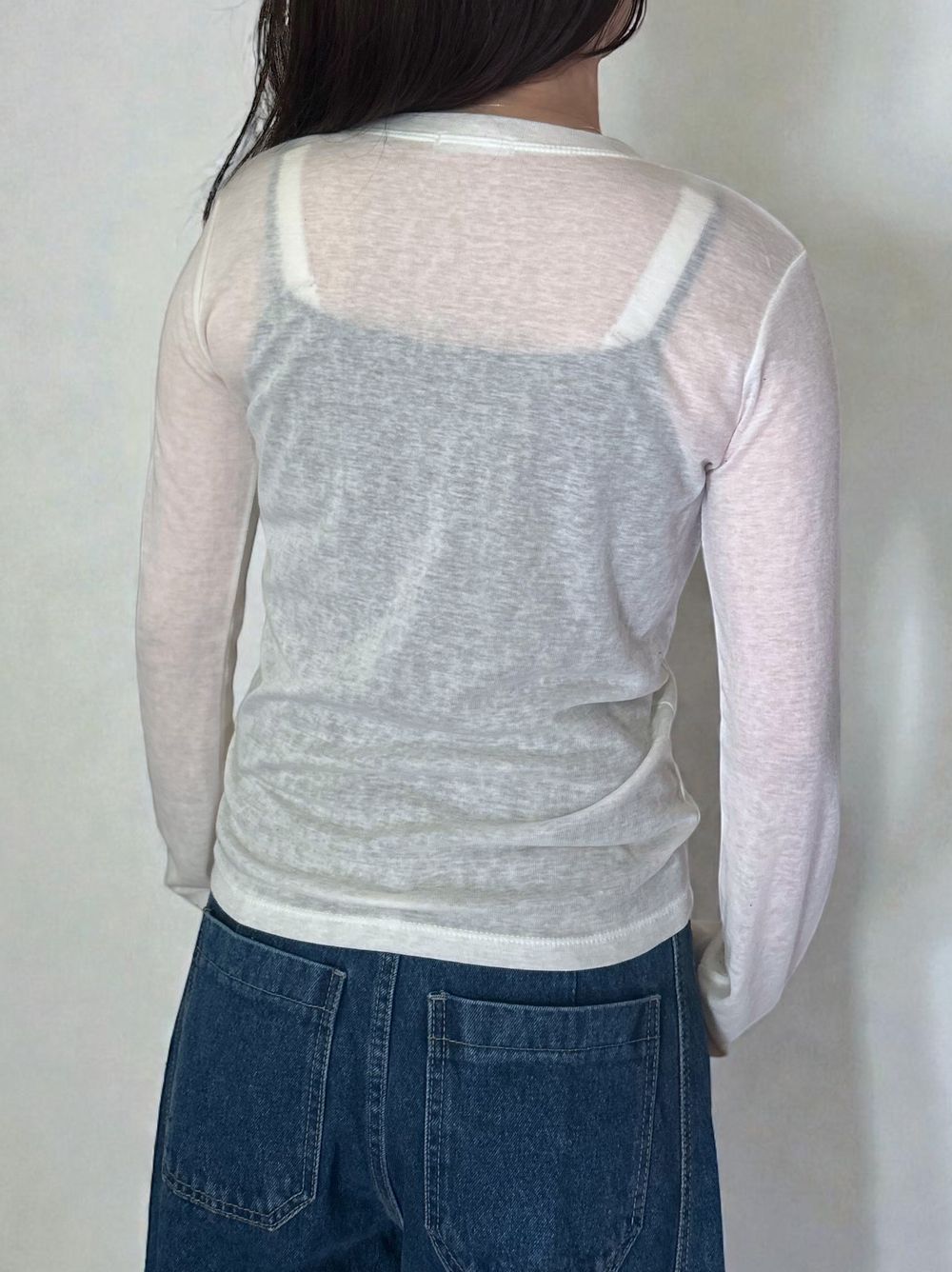Wool blend crew neck シアートップス