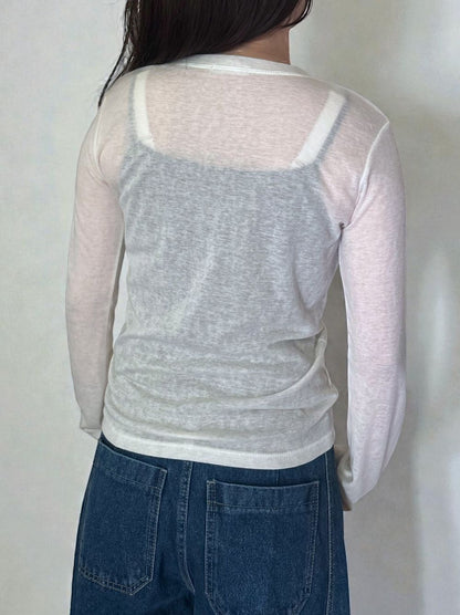 Wool blend crew neck シアートップス