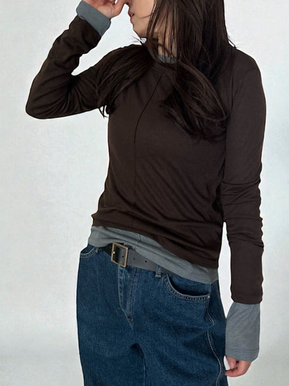 Wool blend crew neck シアートップス