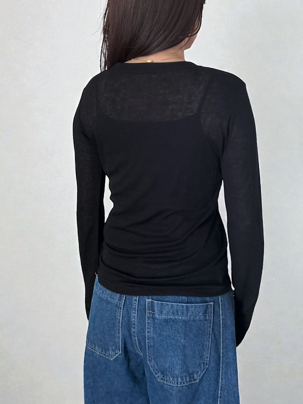 Wool blend crew neck シアートップス