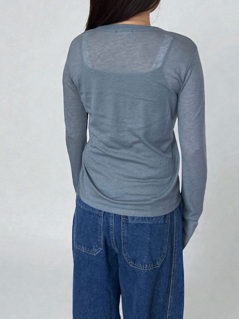 Wool blend crew neck シアートップス