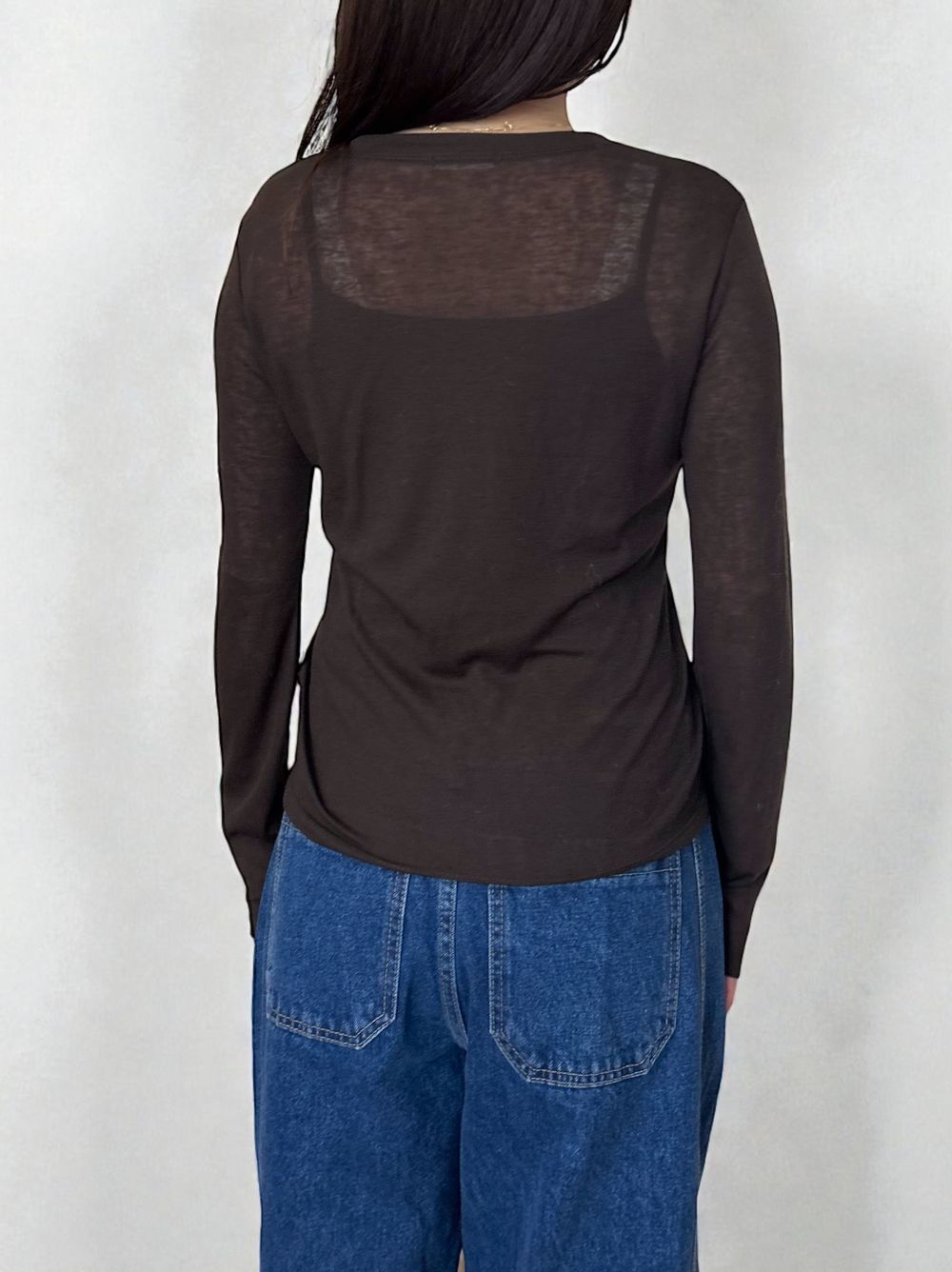 Wool blend crew neck シアートップス