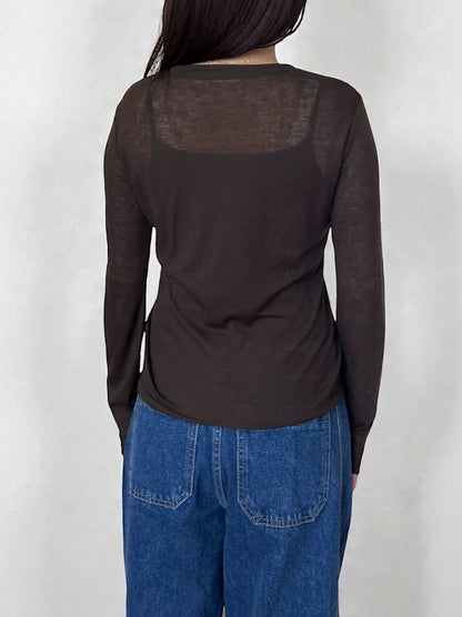 Wool blend crew neck シアートップス