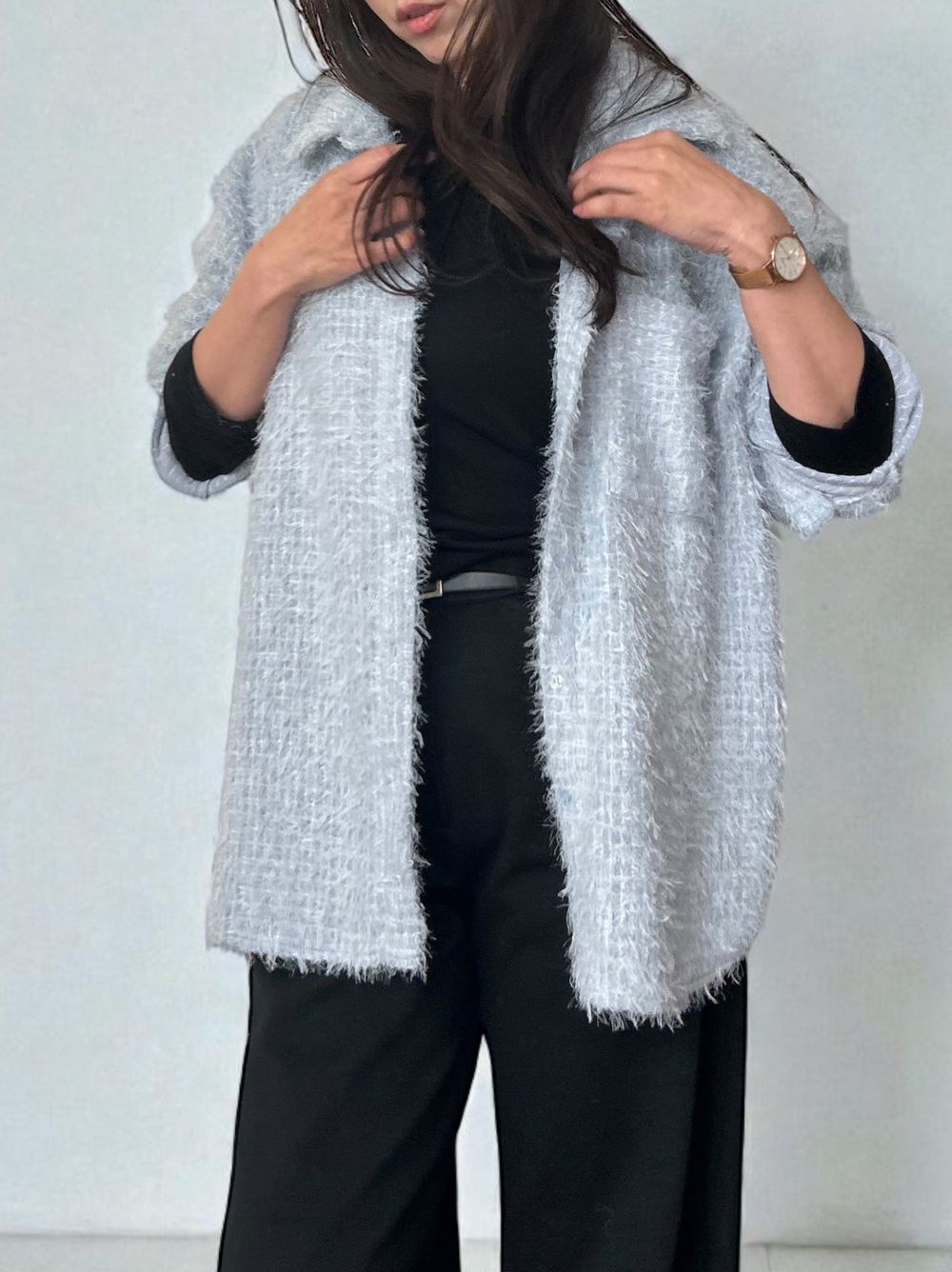 Wool blend crew neck シアートップス