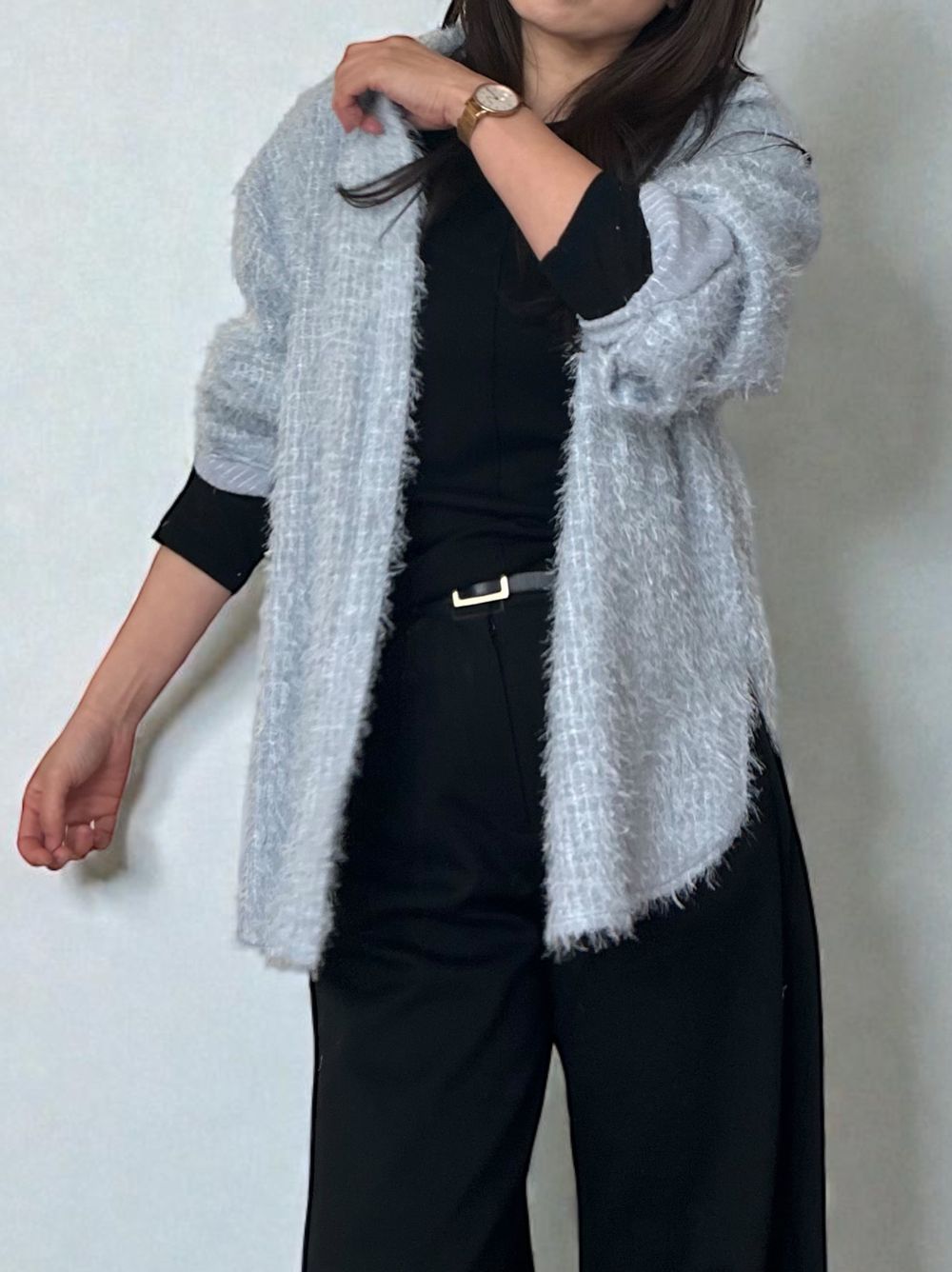 Wool blend crew neck シアートップス