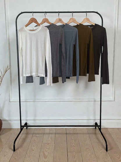 Wool blend crew neck シアートップス