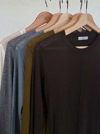 Wool blend crew neck シアートップス