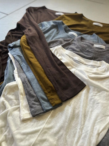 Wool blend crew neck シアートップス