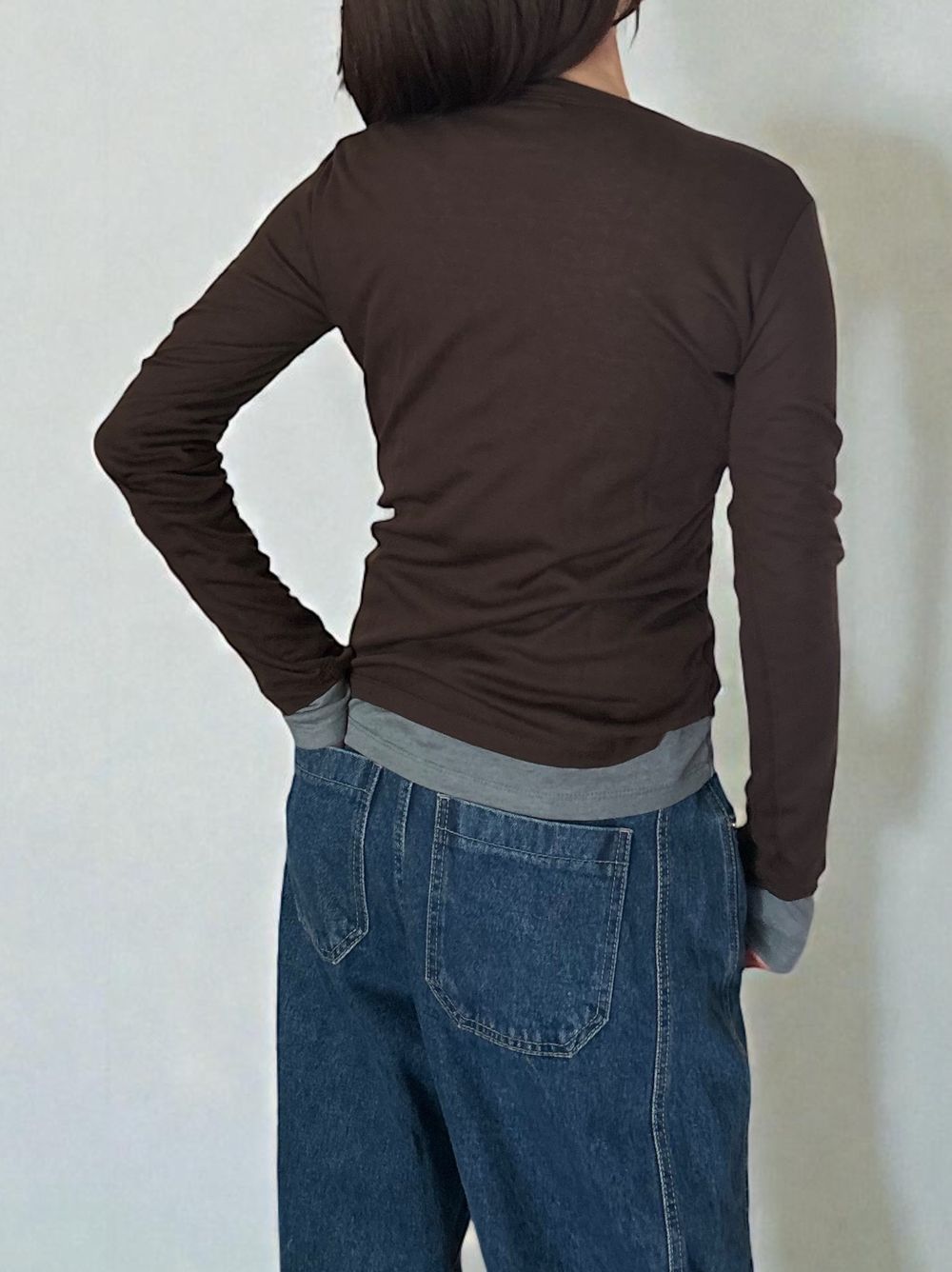 Wool blend crew neck シアートップス