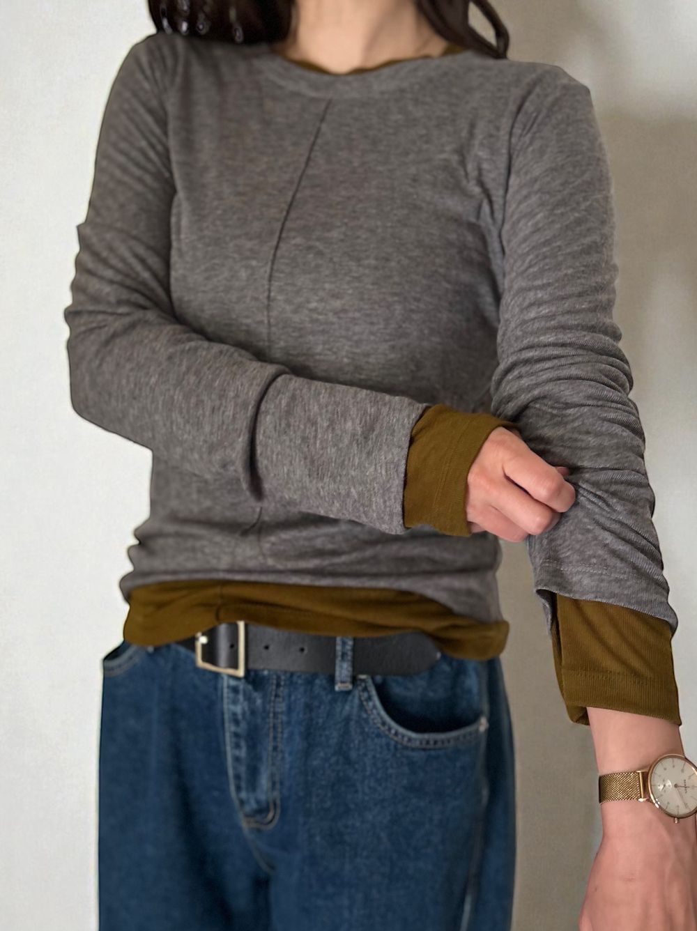 Wool blend crew neck シアートップス