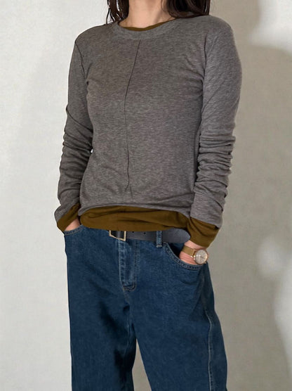 Wool blend crew neck シアートップス