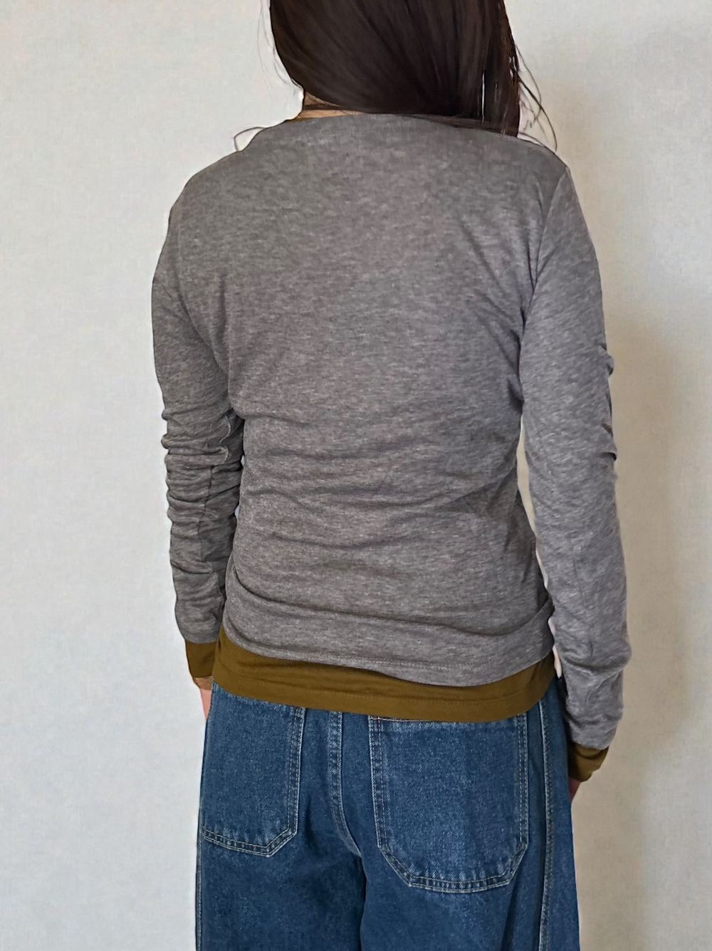 Wool blend crew neck シアートップス