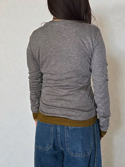 Wool blend crew neck シアートップス