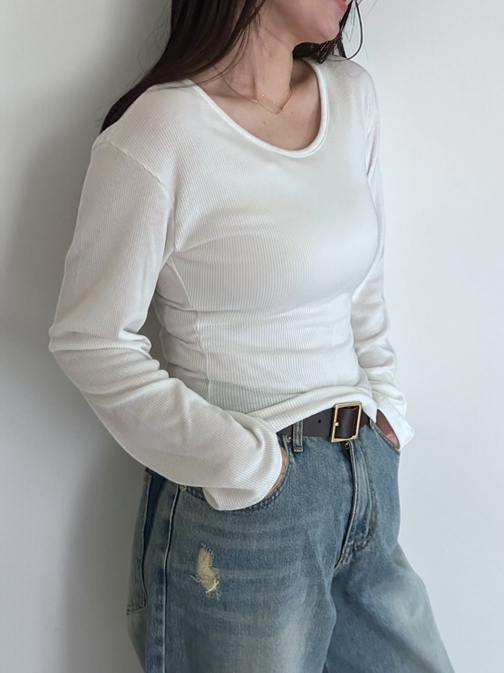 Fleece rib ラウンドネックカットソー